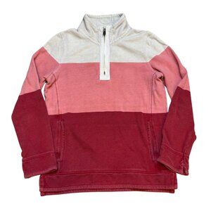 Fat Face Airlie Quarter Zip Pullover Sweater Color Block Red Pink Cream 4